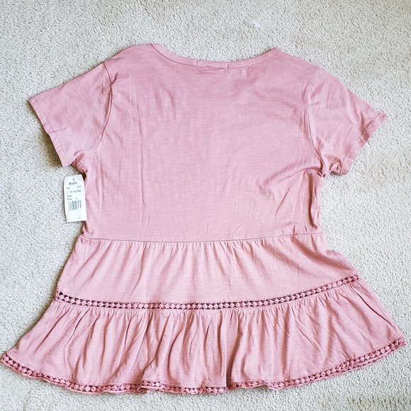 DEREK HEART Dusty Peplum Shirt large - Picture 2 of 6